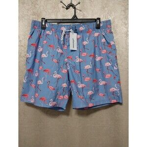Maamgic Men's Swim Trunks Shorts 2XL Blue With Pink Flamingos New With Tags